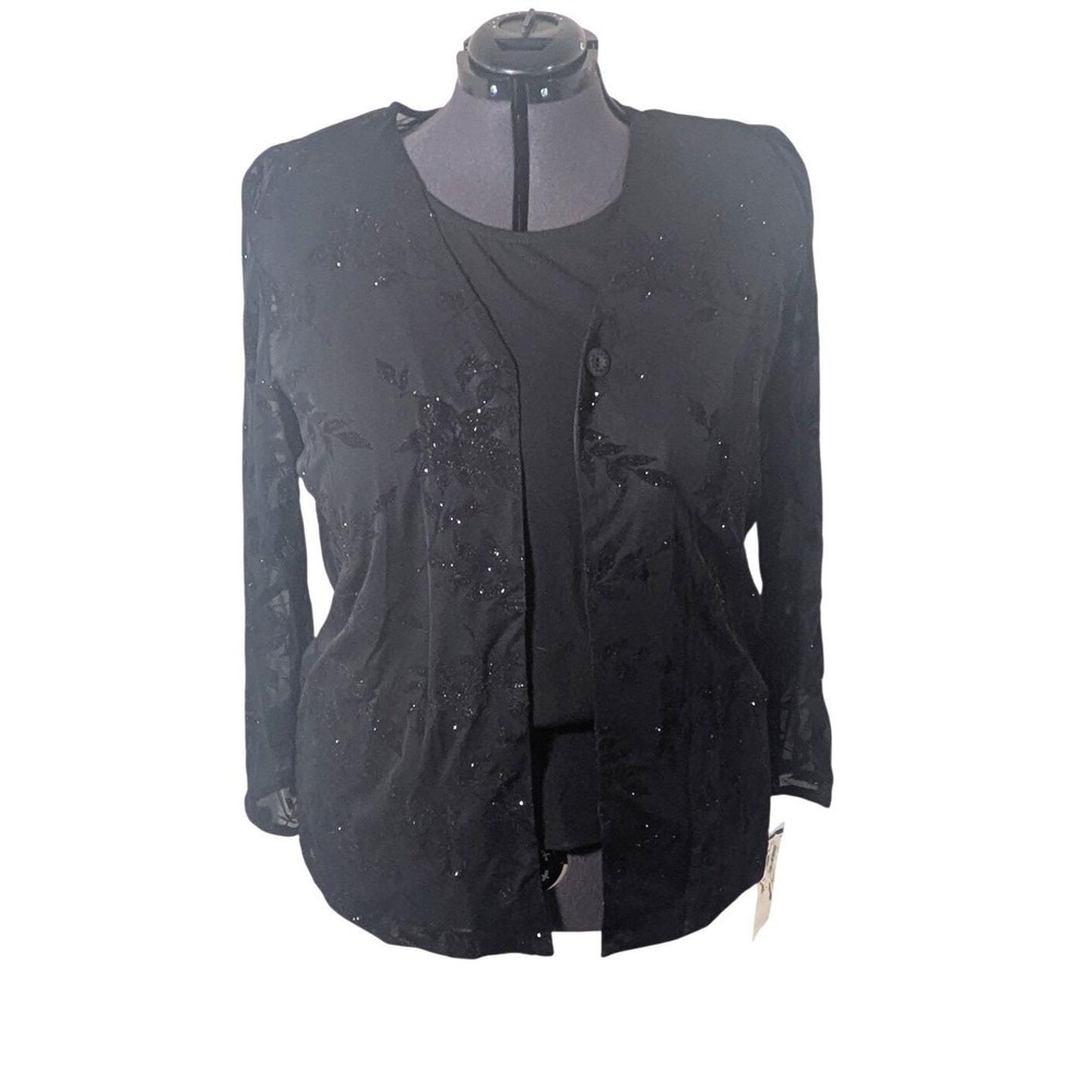 90s Velvet Burnout Cardigan With Top Glitter Joan Leslie Deadstock 16